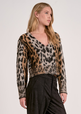 Elan Brown Cheetah Cardigan