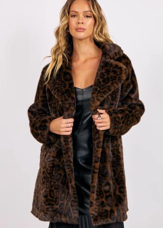 Sage the Label Margot Leopard Faux Fur Coat