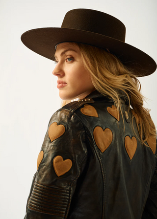 Mauritius Reo RF Heart Detail Leather Jacket