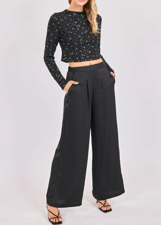 Sadie & Sage Romy Satin Pleated Pant