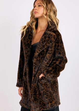 Sage the Label Margot Leopard Faux Fur Coat