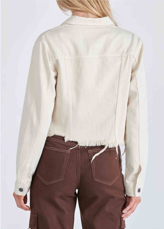 Hidden Frayed Collared Denim Jacket