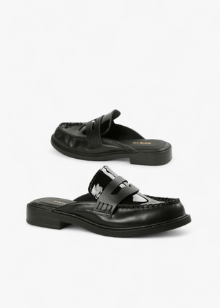All Black Footwear Penny Loafer Mule