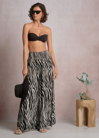 Elan Black Zebra Palazzo Pant