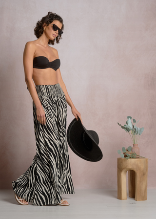 Elan Black Zebra Palazzo Pant