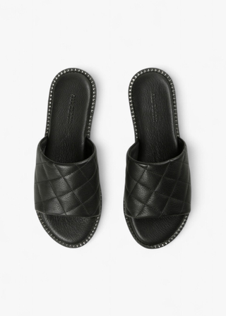 All Black Footwear Diamond Quilt Slide