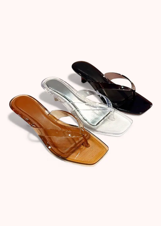 Bamboo Stacy Chic Square Toe Sleek Kitten Heel Sandals