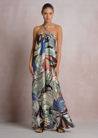 Elan Botanical Maxi Halter Dress