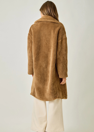 Mystree Double Breasted Faux Fur Coat