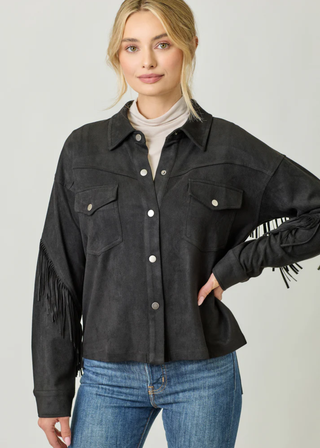 Mystree Fringe Back Suede Shirt - MD