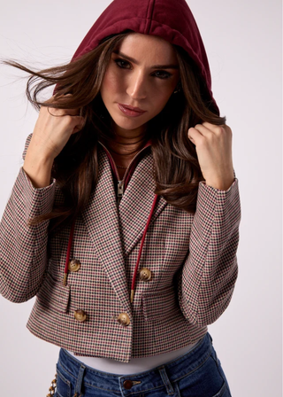 Blue Revival Skye Cropped Blazer With Hoodie Insert