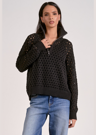 Elan 1/2 Zip Crochet Sweater