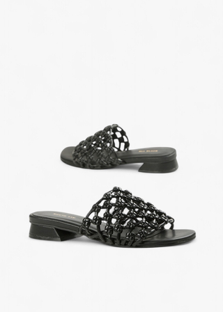 All Black Footwear Square Weave Slide