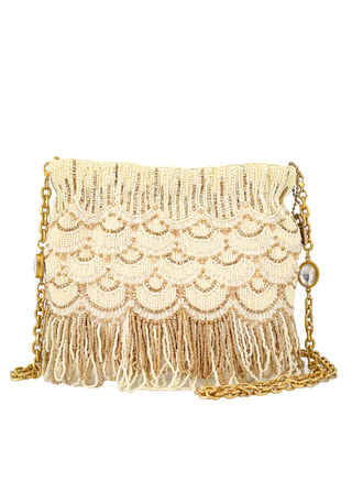 Mary Frances Dance All Night Ivory and Gold Scallops and Drape Handbags