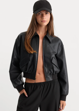 Good American Better Than Leather Bomber Jacket