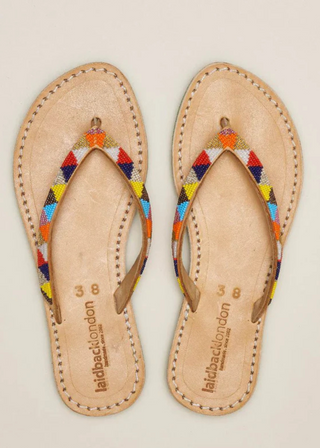Laidback London Seri Hand-Beaded Low Platform Sandals