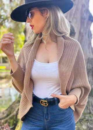 Amoli Ribbed Knit Shrug Cardigan