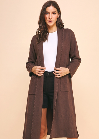 PINCH Edge Detail Open Knit Cardigan