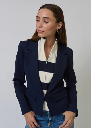 Central Park West Chelsea Rugby Stripe Sweater Dickey Jacket