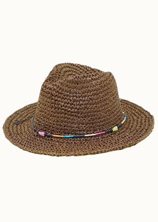 Olive & Pique Straw Crochet Packable Fedora