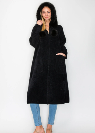 Joh Suraya Brushed Coat with Fur