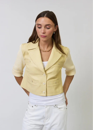 Central Park West NY Ophelia Cropped Vegan x Sweater Jacket