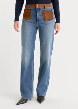 Good American Soft Tech Patch Pocket Good Petite Straight Jeans