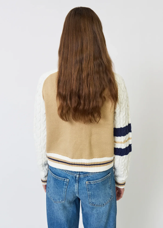 Central Park West NY Chloe Cable Sleeve Knit Bomber - MD