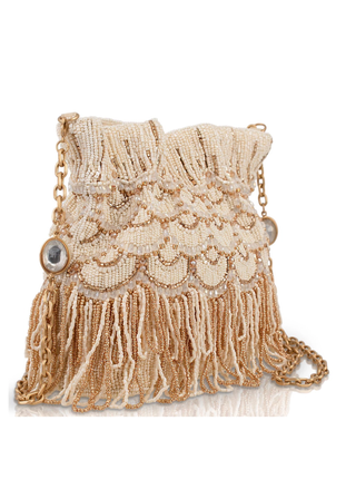 Mary Frances Dance All Night Ivory and Gold Scallops and Drape Handbags