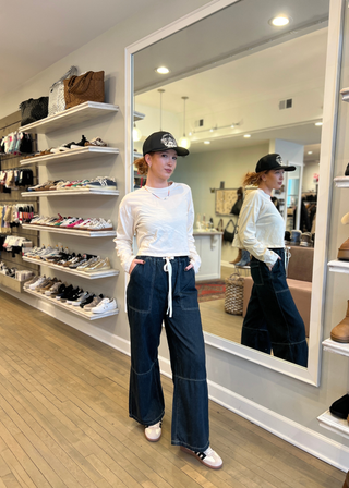 Listicle Wide-Leg Denim Drawstring Pants - FS