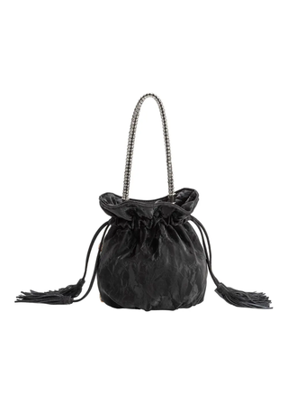 Melie Bianco Starla Black Vegan Leather Jewel Top Handle Bag