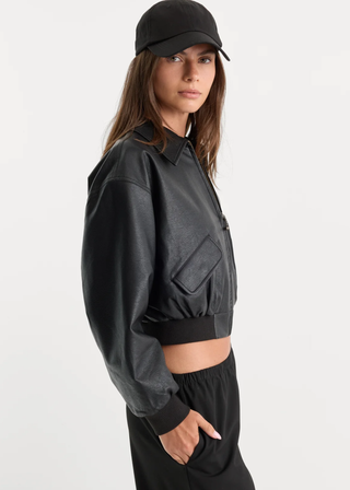Good American Better Than Leather Bomber Jacket