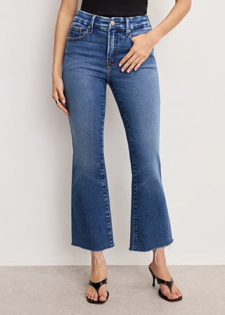 Good American Good Legs Cropped Mid Rise Mini Boot