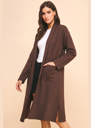 PINCH Edge Detail Open Knit Cardigan