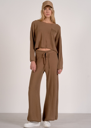 Elan Drawstring Wide Leg Sweater Pant - MD