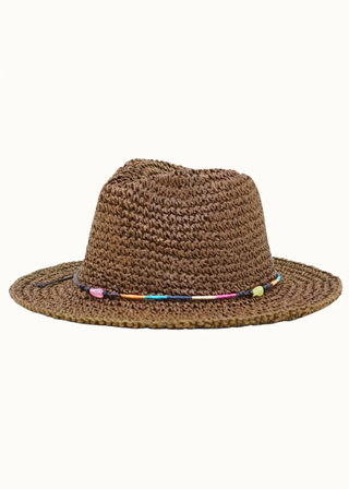 Olive & Pique Straw Crochet Packable Fedora