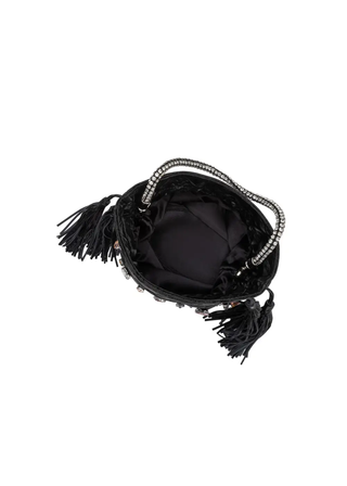 Melie Bianco Starla Black Vegan Leather Jewel Top Handle Bag
