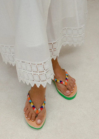 Laidback London Seri Hand-Beaded Low Platform Sandals
