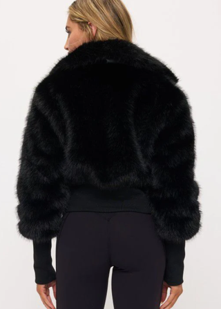 Coalition Apparel Faux Fur & Leather Trim Moto Jacket