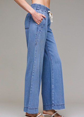 Hidden Mid Rise Drawstring Denim