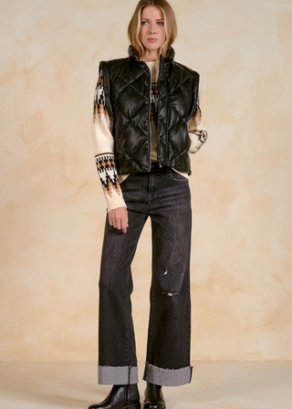 Elan Quilted Faux Leather Vest