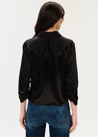 Six / Fifty Dessi Satin Ruched Sleeve Blouse