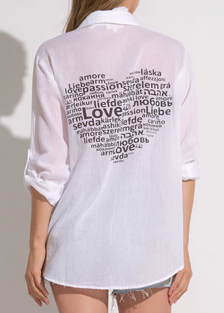 Elan Heart Button Down Long Sleeve Shirt Cover Up