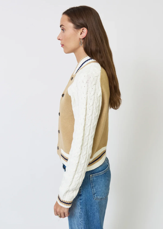 Central Park West NY Chloe Cable Sleeve Knit Bomber - MD