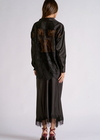 Elan Lace Back Button Down