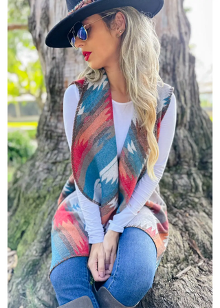 Amoli Aztec Open Front Vest