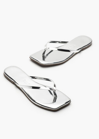TKEES Square Toe Lily Mirror Flip Flops