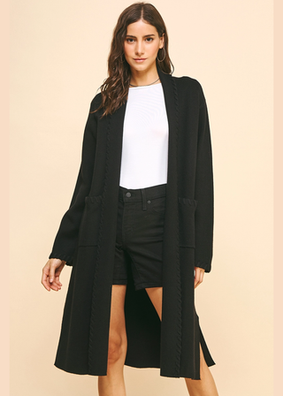 PINCH Edge Detail Open Knit Cardigan