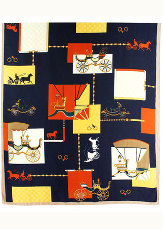 Classic Carriage Printed Oblong Scarf Shawl