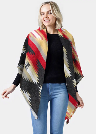 Western Pattern Jacquard Blanket Shawl